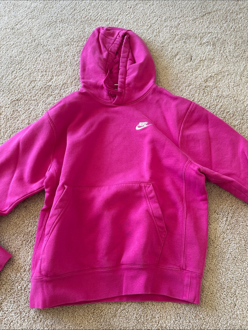 Nike Hot Pink Pullover Hoodie with White Swoosh